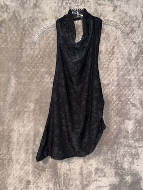 H&M Divided Black Floral Textured Halter Neck Mini Dress Size M